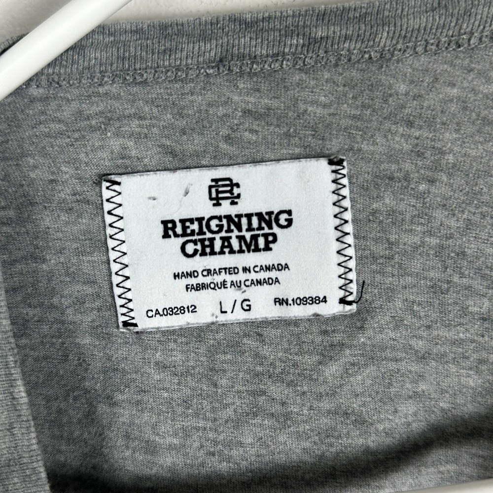 Reigning Champ Canada Grey Short Sleeve Crew Neck T-Shirt Mens Size Large Tee - Picture 3 of 9